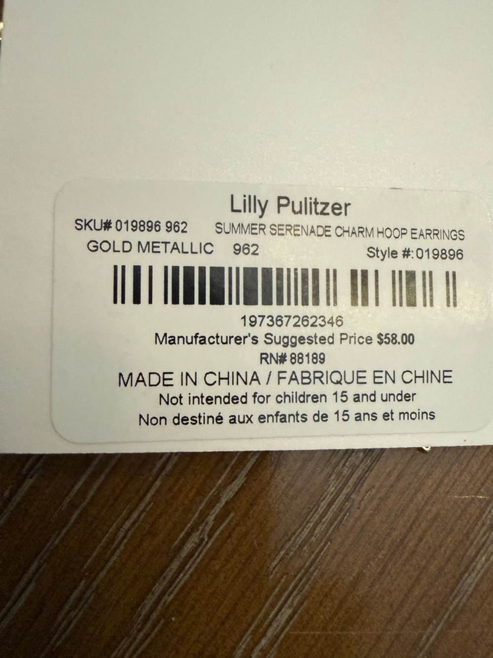 Lilly Pulitzer Gold Beach Charm Hoop Earrings - Picture 4 of 5